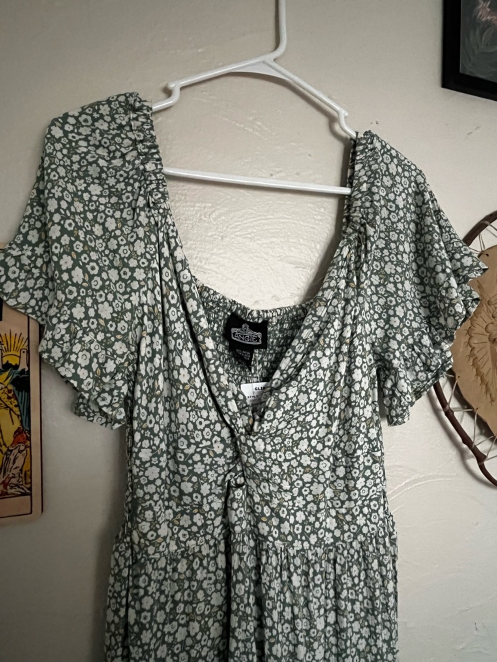 Angie Sage Green Floral Button-Front Dress